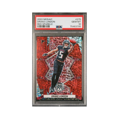 Drake London PSA 10 2022 Panini Mosaic Red Sparkle Prizm Rookie RC #275