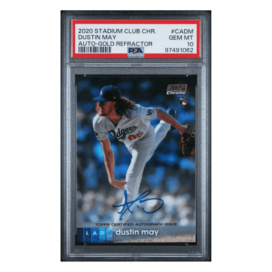 Dustin May PSA 10 2020 Topps Stadium Club Chrome Autographs Gold Refactor Rookie RC d/50 Card #CADM