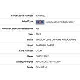 Dustin May PSA 10 2020 Topps Stadium Club Chrome Autographs Gold Refactor Rookie RC d/50 Card #CADM