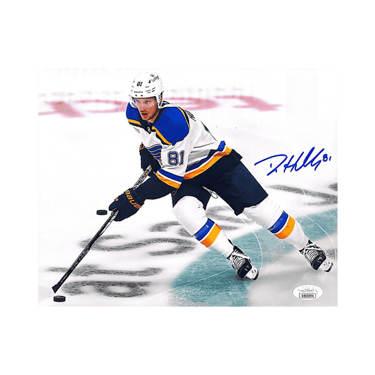 Dylan Holloway St Louis Blues Autographed Alternate Jersey Photo - JSA COA