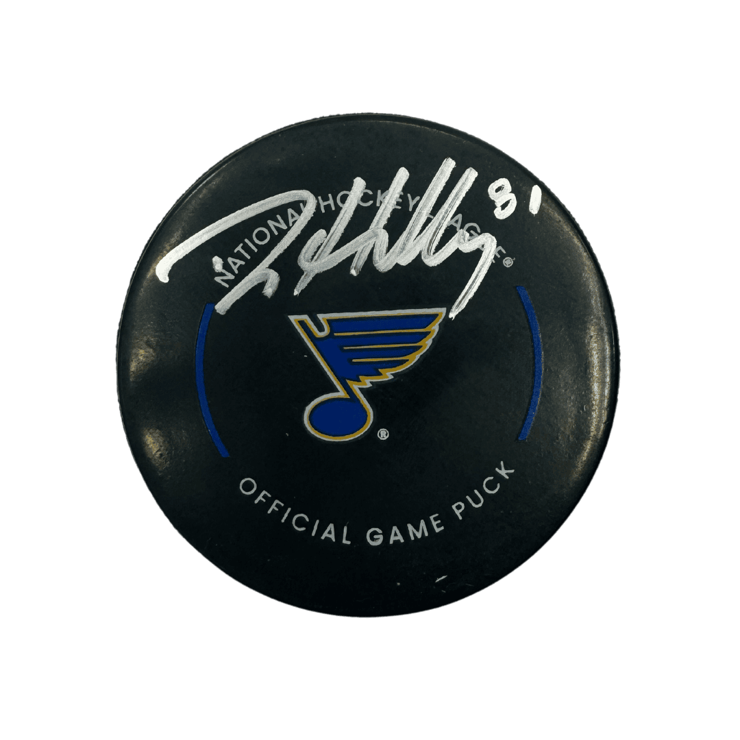 Dylan Holloway St Louis Blues Autographed Official Game Puck - JSA COA