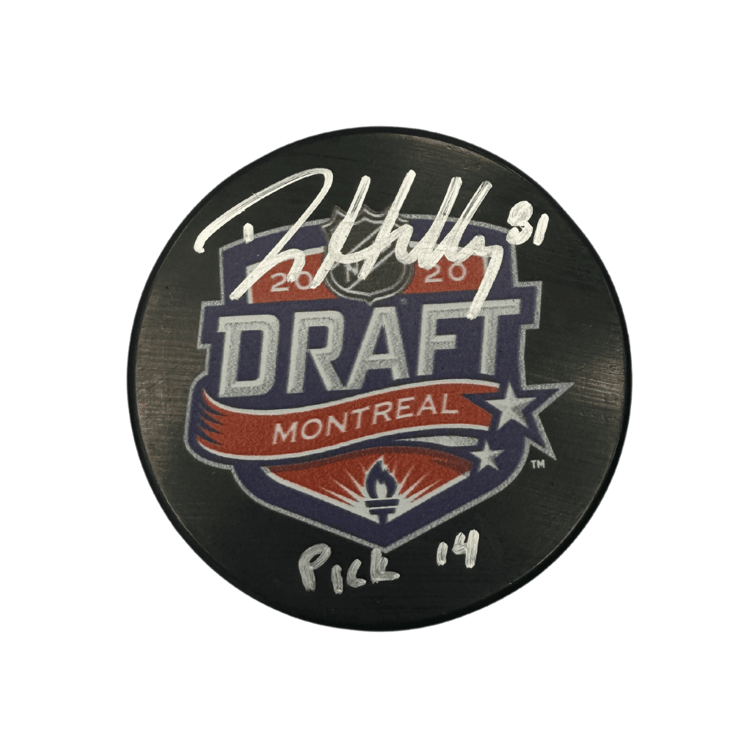 Dylan Holloway St Louis Blues Autographed 2020 NHL Draft Puck with Inscription - JSA COA