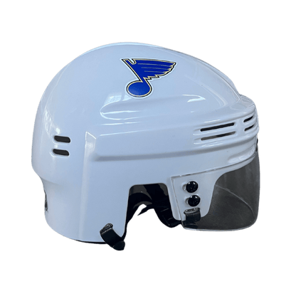 Dylan Holloway St Louis Blues Autographed Mini Replica White Helmet - JSA COA