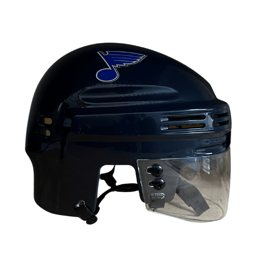 Dylan Holloway St Louis Blues Autographed Mini Replica Navy Helmet - JSA COA