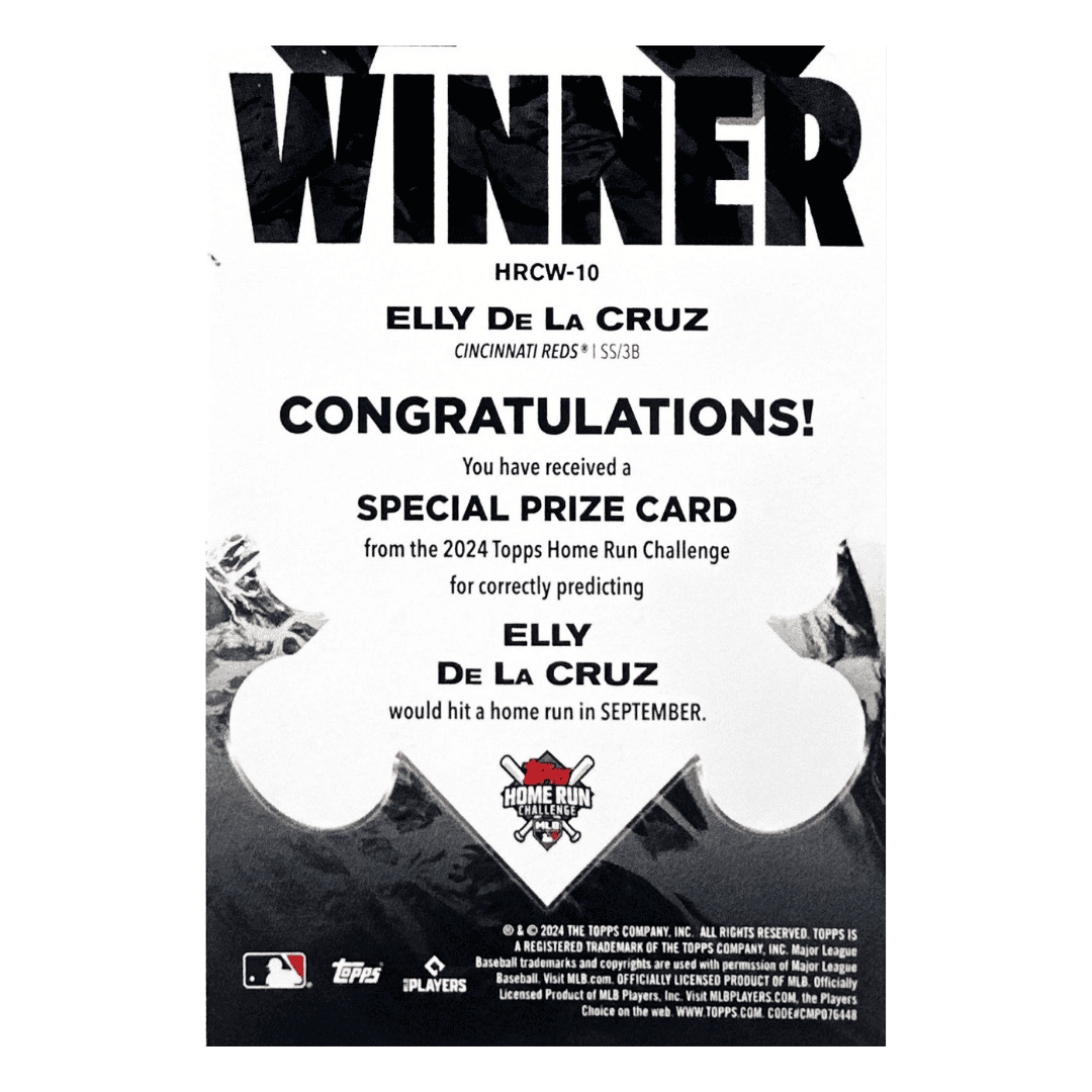 Elly De La Cruz 2024 Topps Home Run Challenge Winner Orange /363 Card