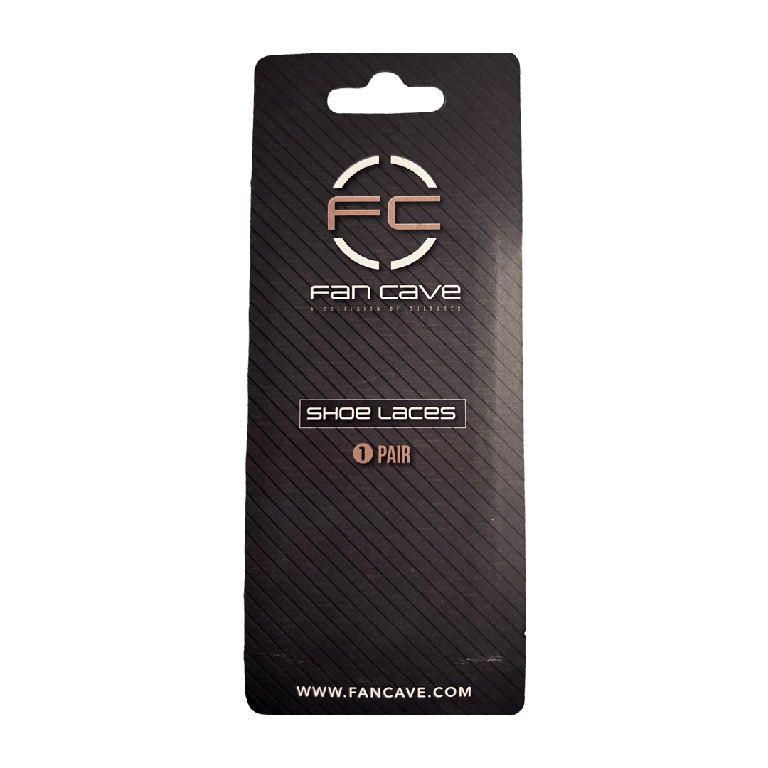 Fan Cave Standard Shoelaces - Black with White Text