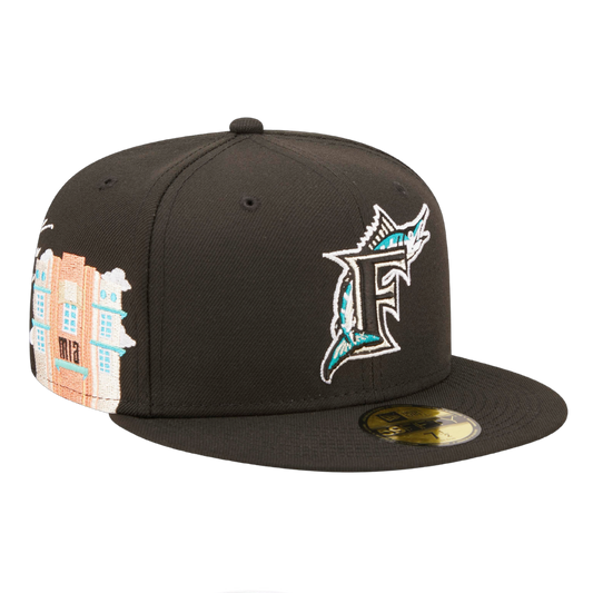 Florida Marlins Cloud Icon Patch New Era Black 59FIFTY Fitted Hat