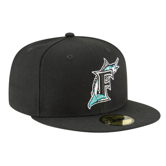 Florida Marlins Cooperstown Collection Wool New Era Black 59FIFTY Fitted Hat