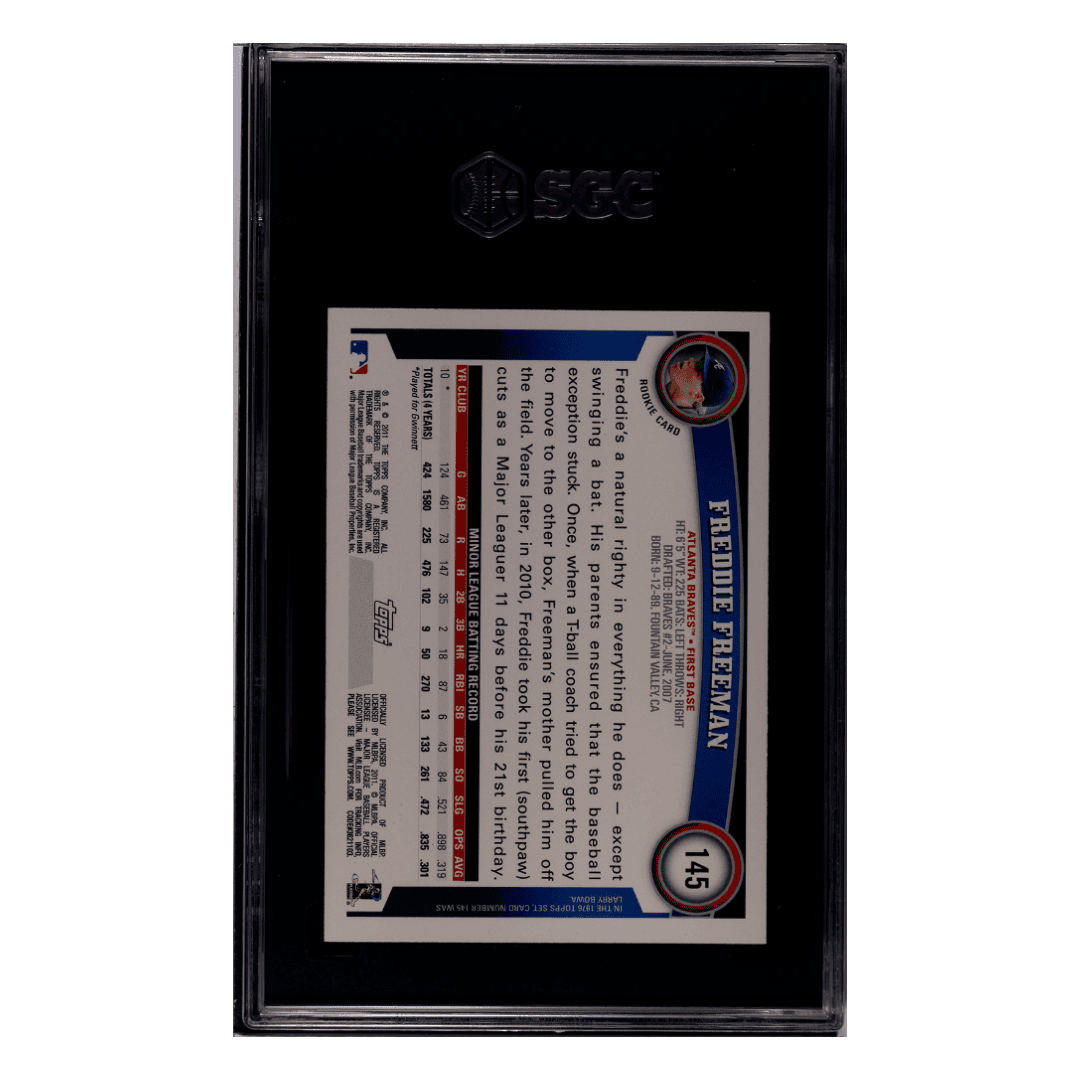 Freddie Freeman SGC 9 2011 Topps Diamond Anniversary Cognac Rookie RC Card #145