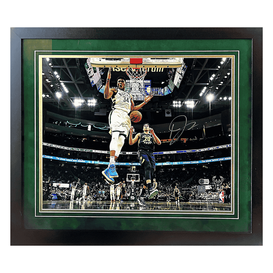 Giannis Antetokounmpo Milwaukee Bucks Autographed Framed 16x20 - Beckett COA