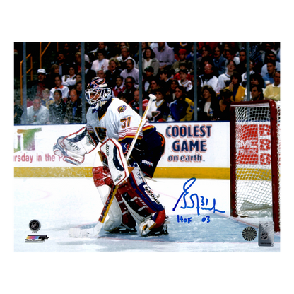 Grant Fuhr St Louis Blues Autographed Photo w/ "HOF 03" Inscription - Fan Cave COA