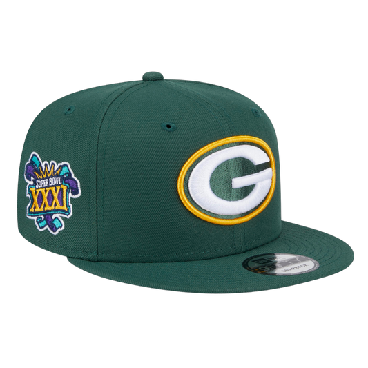 Green Bay Packers Super Bowl XXXI Patch New Era Green 9FIFTY Adjustable Snapback Hat