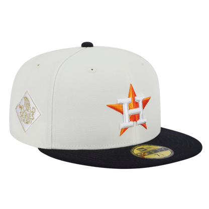 Houston Astros Retro 2017 World Series Patch New Era Cream/Navy 59FIFTY Fitted Hat