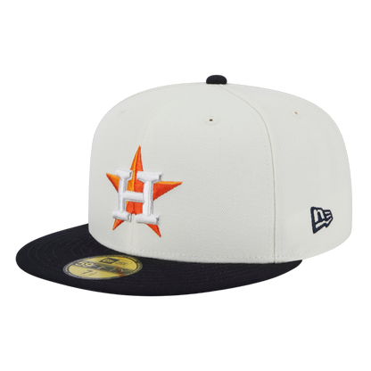 Houston Astros Retro 2017 World Series Patch New Era Cream/Navy 59FIFTY Fitted Hat