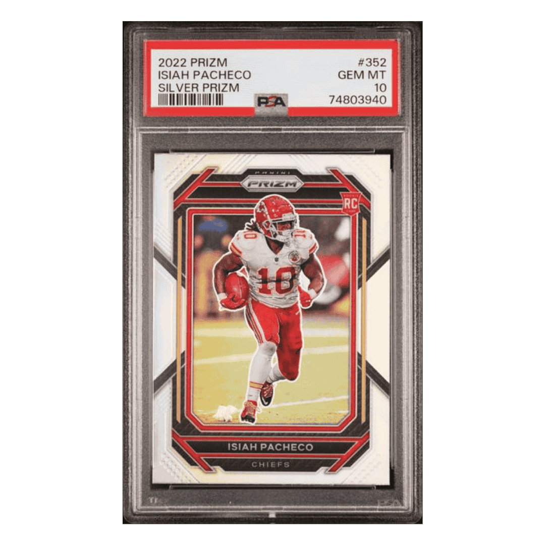 Isiah Pacheco PSA 10 2022 Panini Prizm Silver Prizm Rookie RC Card #352