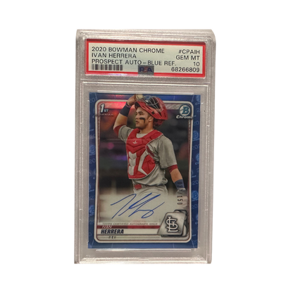 Ivan Herrera PSA 10 GEM MINT 2020 Bowman Chrome Prospect Autograph Blue Refractor 37/150 Rookie RC