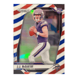 J.J. McCarthy 2024 Panini Prizm Red White & Blue Prizm Rookie Card #400