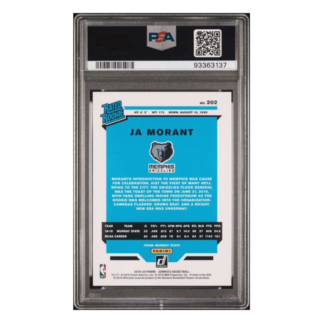 Ja Morant PSA 9 2019 Panini Donruss Infinite Rated Rookie Card #202