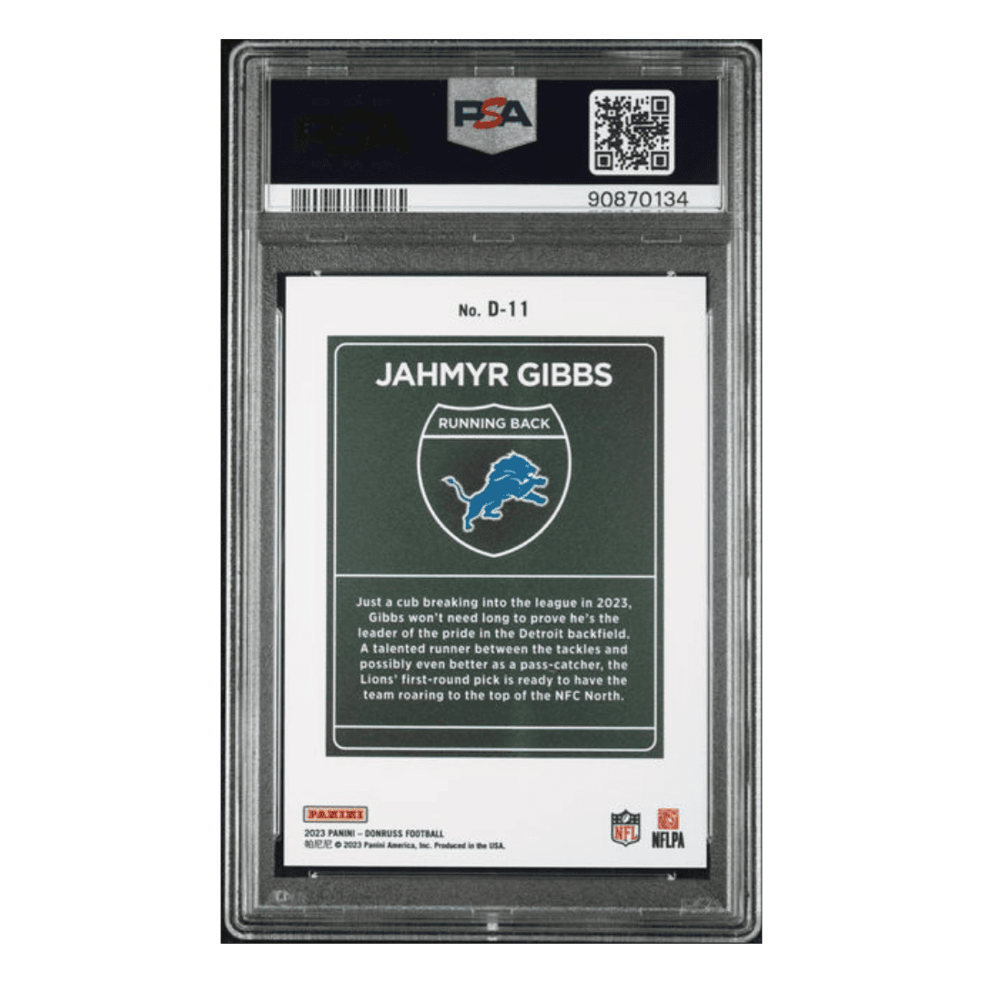 Jahmyr Gibbs PSA 9 2023 Panini Donruss Downtown! Rookie RC Card #D11