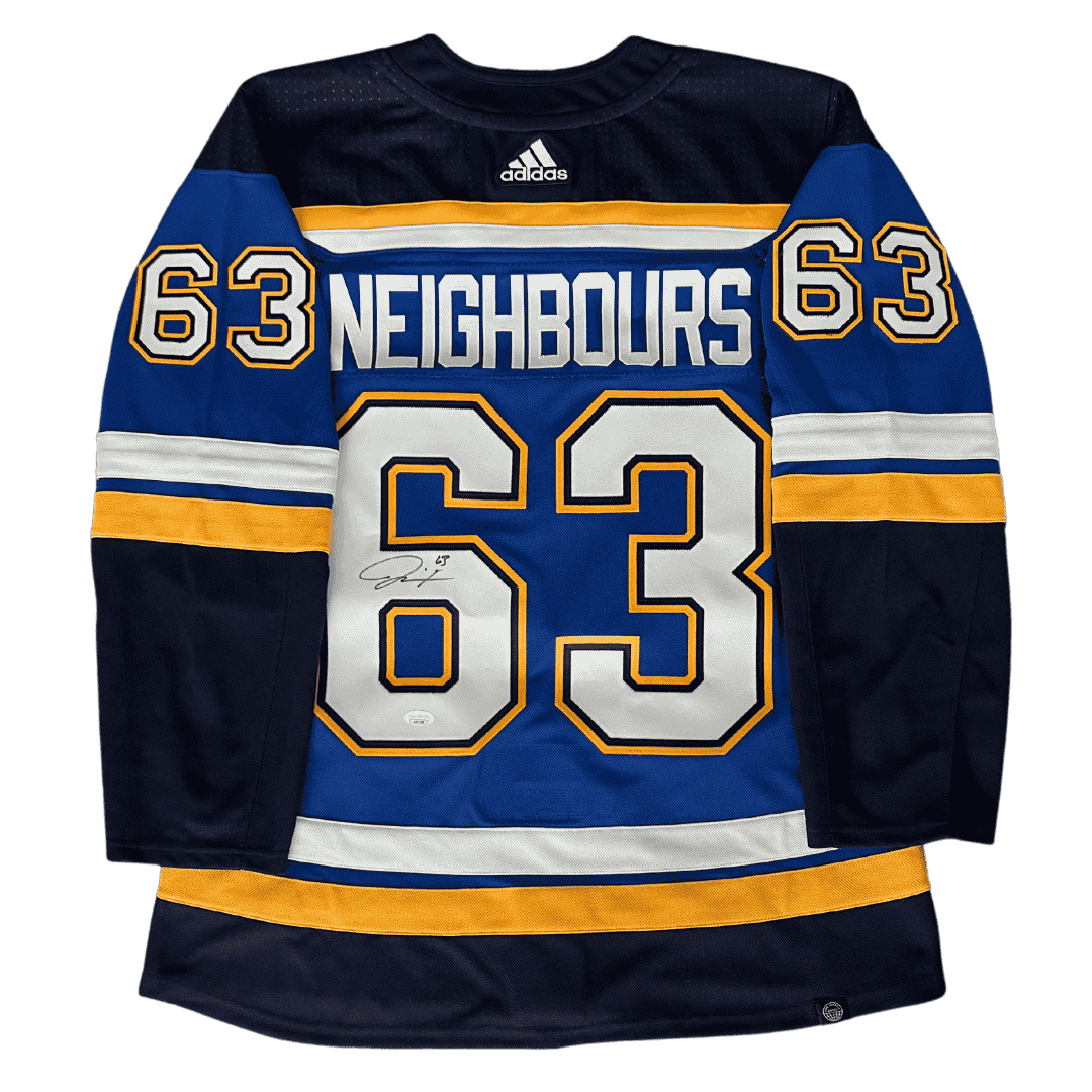 Jake Neighbours St Louis Blues Autographed Adidas Home Jersey - JSA COA