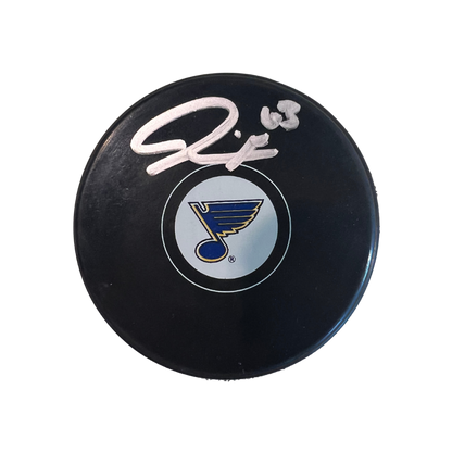 Jake Neighbours St Louis Blues Autographed Logo Puck - Fan Cave COA