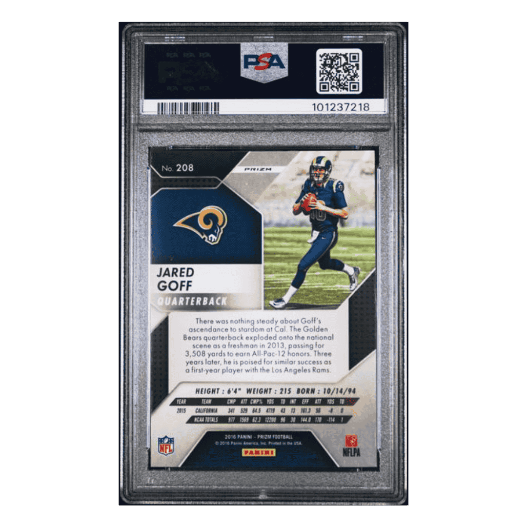 Jared Goff PSA 9 2016 Panini Prizm Card #208