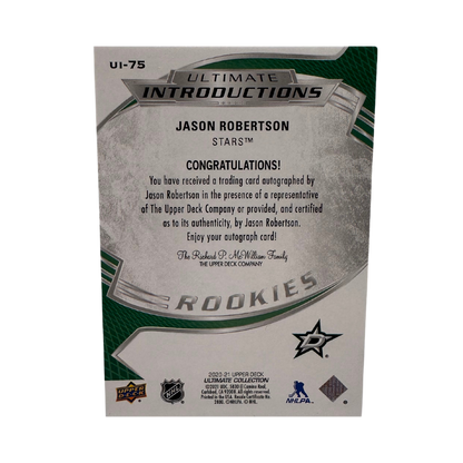 Jason Robertson Autographed 2020-21 Upper Deck Ultimate Introductions Rookie Card