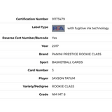 Jayson Tatum PSA 8 2017 Panini Prestige Rookie Class Card #3
