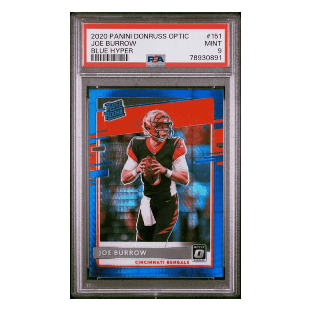 Joe Burrow PSA 9 2020 Panini Donruss Optic Blue Hyper Rated Rookie Card #151