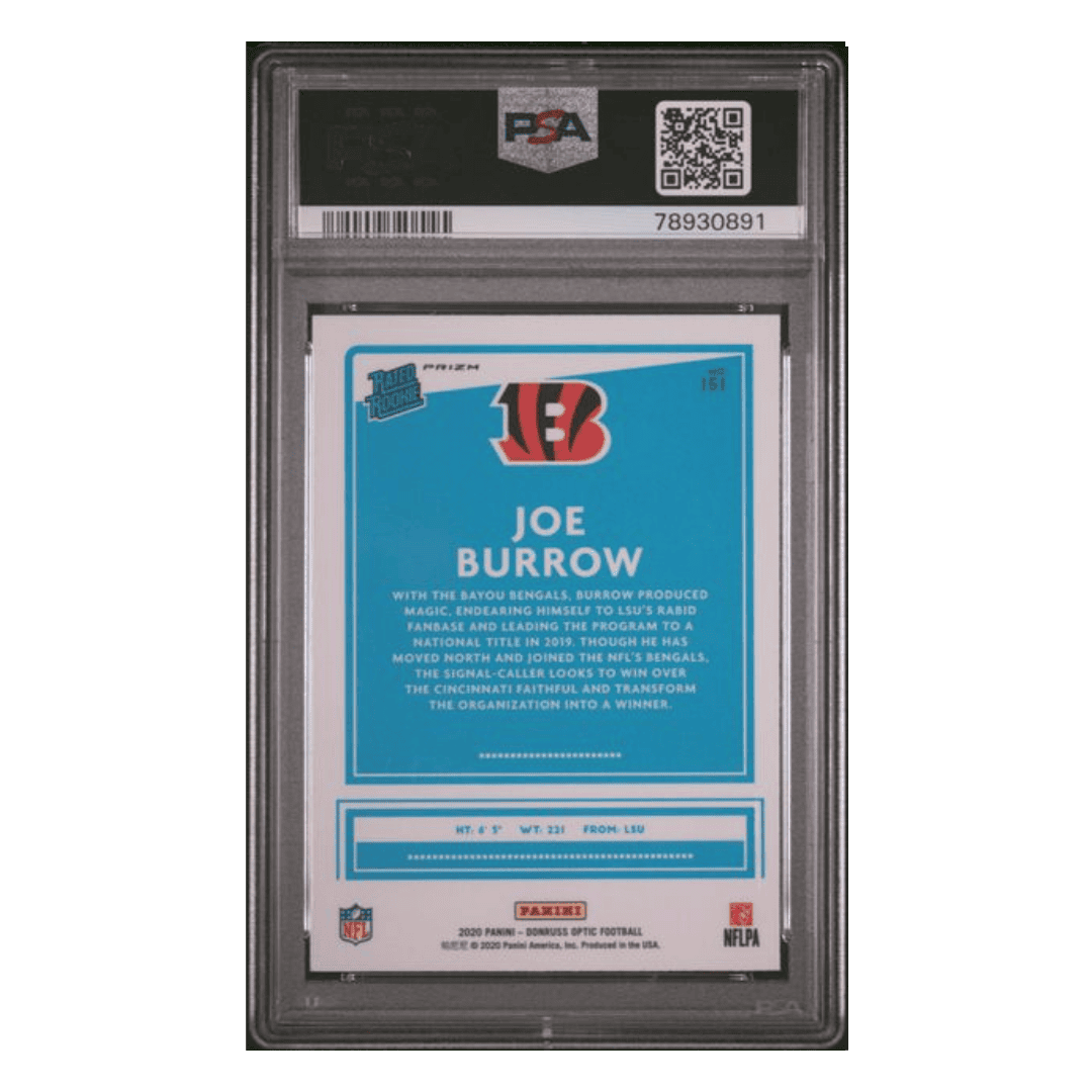 Joe Burrow PSA 9 2020 Panini Donruss Optic Blue Hyper Rated Rookie Card #151