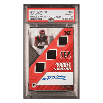 Joe Mixon PSA 8 2017 Panini XR Triple Swatch Auto Red Rookie RC Card #179