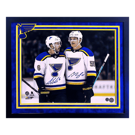 Joel Edmundson & Colton Parayko St Louis Blues Dual Autographed Framed 16x20 Photo with Logo- Fan Cave COA