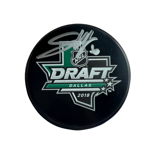 Joel Hofer St Louis Blues Autographed 2018 NHL Draft Puck - JSA COA