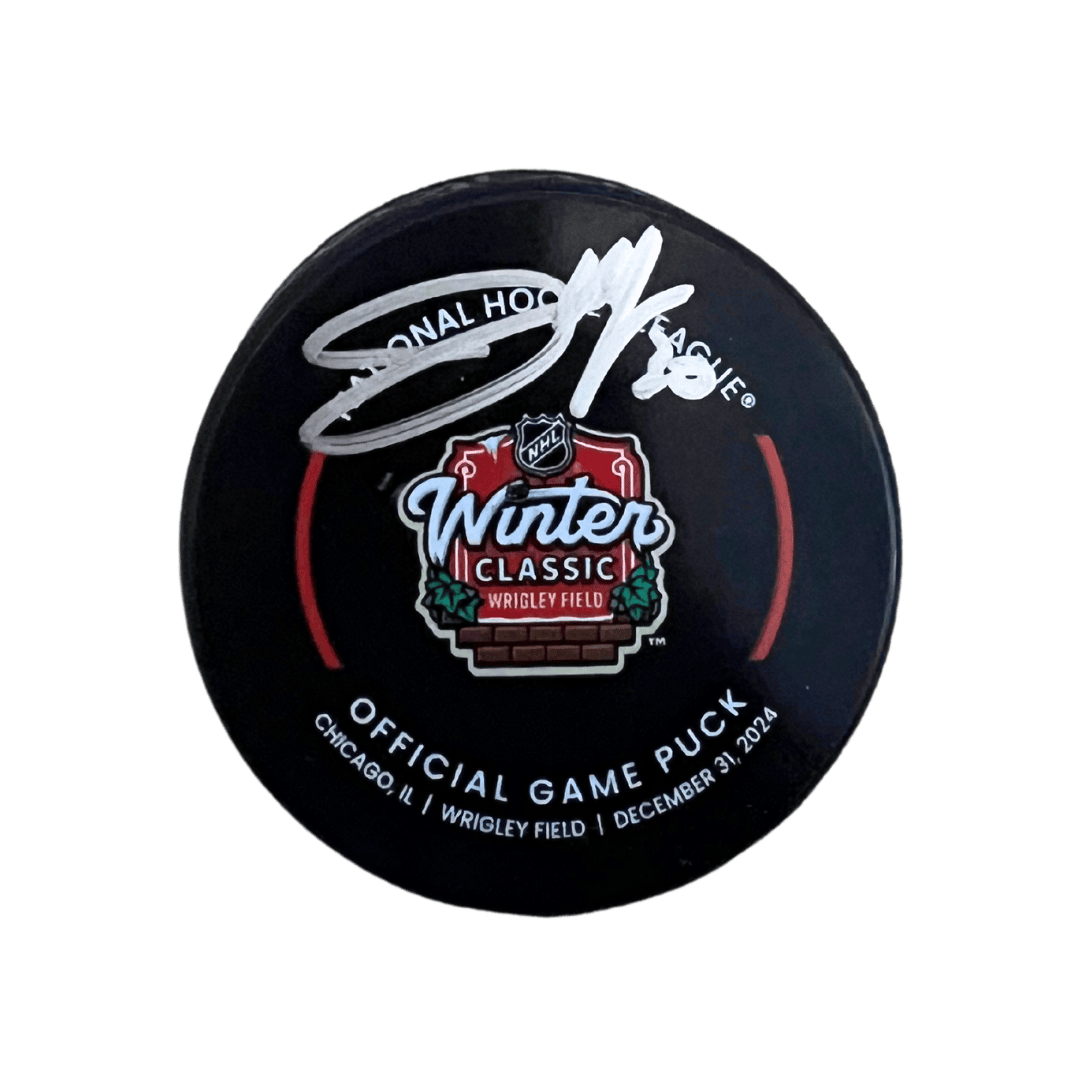 Joel Hofer St Louis Blues Autographed 2025 Winter Classic Official Game Puck - Fan Cave COA