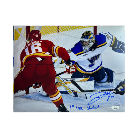 Joel Hofer St Louis Blues Autographed 11x14 Photo with Inscription- JSA COA