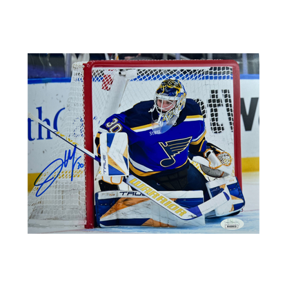 Joel Hofer St Louis Blues Autographed Home Jersey 8x10 Photo - JSA COA