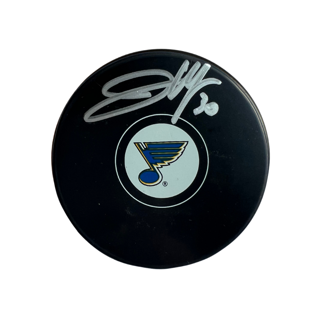 Joel Hofer St Louis Blues Autographed Logo Puck - JSA COA