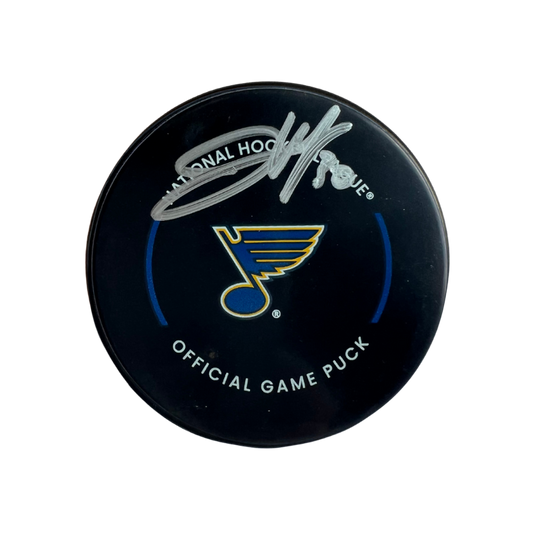 Joel Hofer St Louis Blues Autographed Official Game Puck - JSA COA