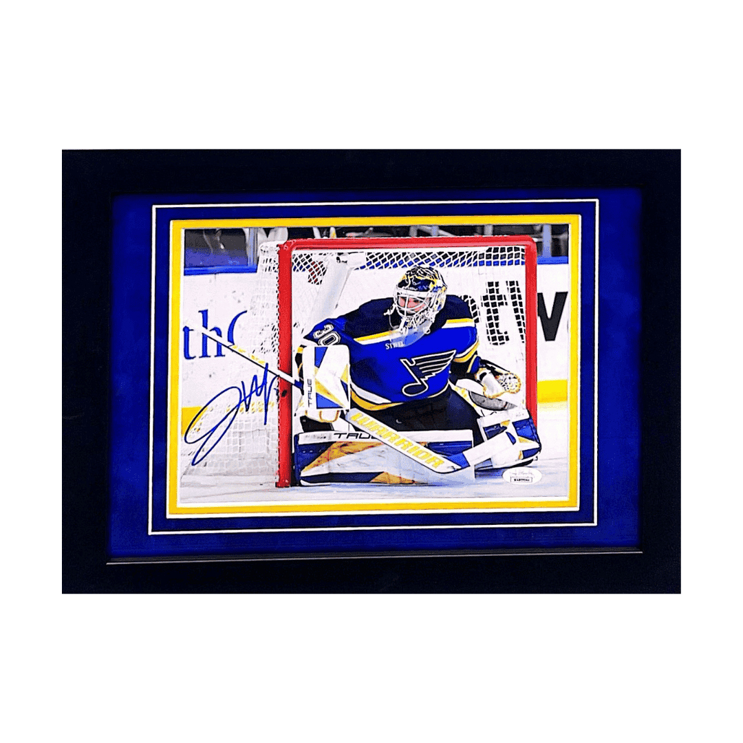 Joel Hofer St Louis Blues Autographed Framed 8x10 Home Jersey Photo - JSA COA