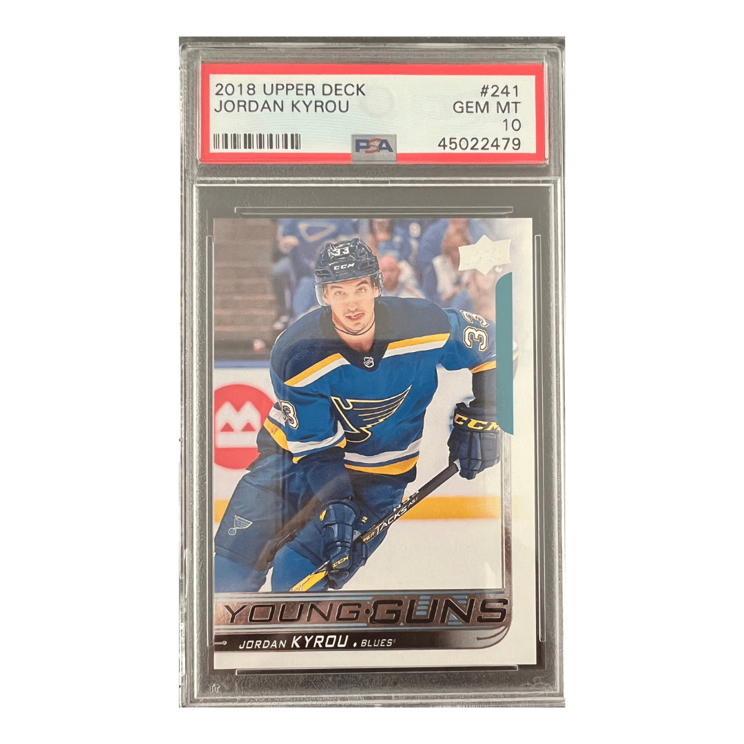 Jordan Kyrou PSA 10 2018 Upper Deck Young Guns Hockey Rookie Card #241