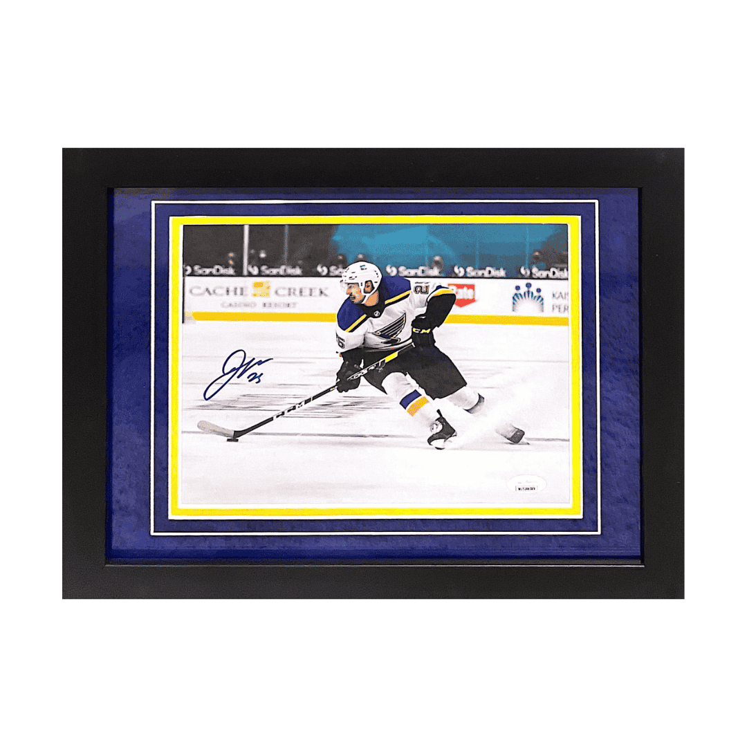 Jordan Kyrou St Louis Blues Autographed Framed 8x10 Away Photo - JSA COA