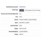 Josh Allen PSA 9 2021 Panini Mosaic Glass Mosaic Card #GM4