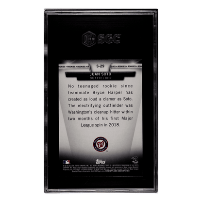 Juan Soto SGC 10 2018 Topps Update Salute Card #S-29