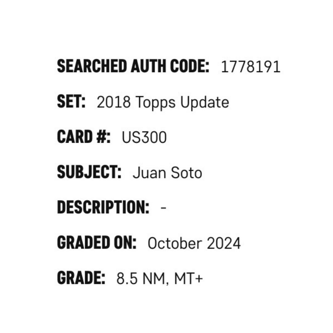 Juan Soto SGC 8.5 2018 Topps Update Rookie RC Card #US300