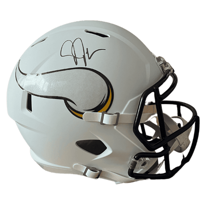 Justin Jefferson Minnesota Vikings Autographed F/S Flat White Speed Rep Helmet - Beckett COA