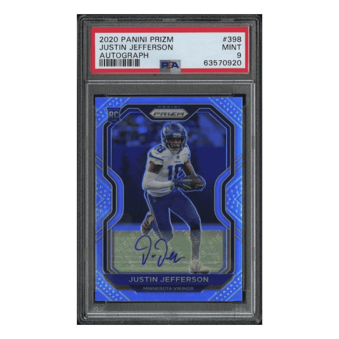 Justin Jefferson PSA 9 2020 Panini Silver Prizm Autograph Rookie RC Card #398