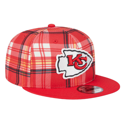 Kansas City Chiefs 2024 Sideline Statement New Era Plaid 9FIFTY Adjustable Snapback Hat