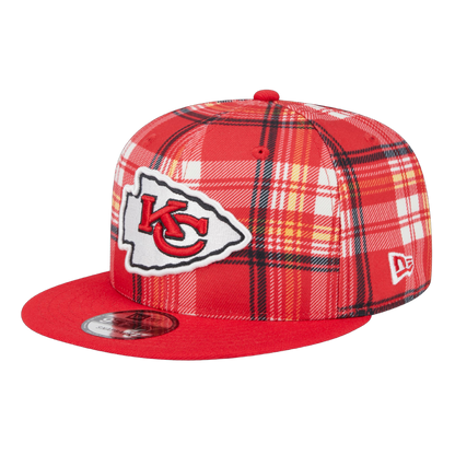 Kansas City Chiefs 2024 Sideline Statement New Era Plaid 9FIFTY Adjustable Snapback Hat