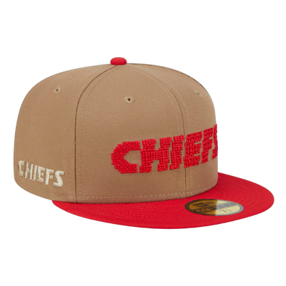 Kansas City Chiefs 8-Bit Wordmark New Era Khaki 59FIFTY Fitted Hat