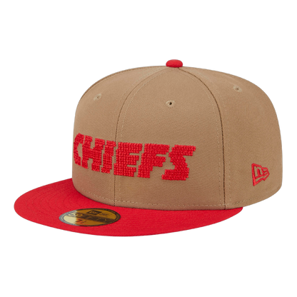 Kansas City Chiefs 8-Bit Wordmark New Era Khaki 59FIFTY Fitted Hat